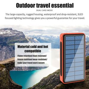 80000MAH bezprzewodowy bank energii słonecznej Przenośny telefon Szybki ładowanie zewnętrzny Sport Outdoor Sport Qi Battery Battery Powerbank Oświetlenie LED LED dla Samsung iPhone 15 14 14