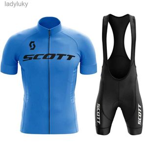 Maglia da ciclismo Set Scott Bicycles Maglia da ciclismo Set MTB Uomo Ciclismo Maillot Maglia da ciclismo estiva Pantaloncini con bretelle Tuta Triathlon Abbigliamento da mountain bikeL240108