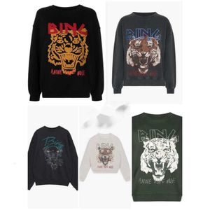 Anine Tiger Head Clássico Carta Bordado Bings Mulheres Designer Pulôver Inner Fleece Crew Neck Moletom Manga Longa Esportes Solto Bing Xxl