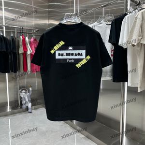 xinxinbuy 2024 Men designer Tee t shirt Paris tape letter printing Paris women black white yellow blue XS-3XL