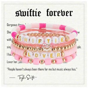 Charm Bracelets Hot Selling Taylor Swift Bracelet Set Colored Soft Pottery English Letter Beaded Friendship Bracelet ZZ67