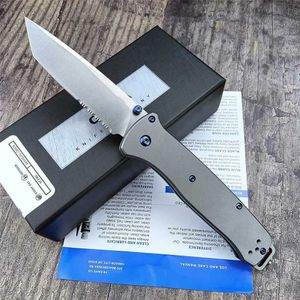 Kniv BM 537GY SERRATED/ FULL BLADE TACTISK FOLD KNIV M390 Överlevnad EDC Pocket Knife Titanium Handle Hunting Self Defense Tools