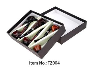 Wood Color Wooden Pipe Smoking Pipes 16cm Metal & Acrylic Material 6pcs/Set Choiced Gift 4 Types for Tabacoo Cigarette LL