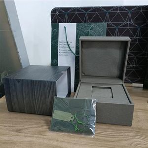 Watchs Boxes Luxury A Designer P Gray Square Watch Box Cases Wood Leather Material Certificate Bood Looklet Full Set of Men och W359F