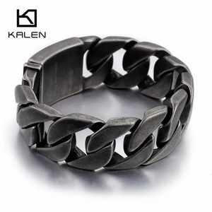 Kalen Matte Bike Chain Bracelets Men 25mm Width Chunky Heavy Stainless Steel Brushed Link Chain Bracelet Male Jewelry 240106