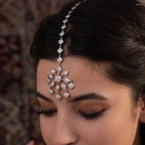 Saç klipsleri Stonefans Kristal Çiçek Head Chain Düğün Başlıkları Rhinestone Gelin Takı Boho Partisi Geometri Baş Bandı Accessorie