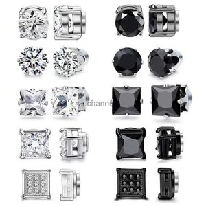 Stud 1-10 pares de cristal forte magnético orelha clipe brincos para homens mulheres punk redondo zircão ímã brincos não piercing jóias yq240108