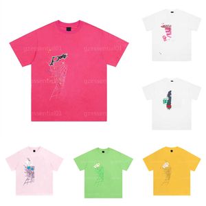 メンズデザイナーTシャツsp5der男性女性高品質のTシャツファッションレター発泡プリント白ピンクマンスパイダーTシャツ通気性コットンカジュアルティーサマート夏tシャツ