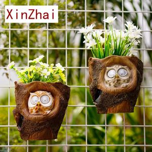 VILEAD RESIN OWL FIGRINE SOLAR LED LIGHT OUTDOOR HOME GARDEN DECORATION ANIMAL ANIMAL LAWN ORNAMNT防水ランプユニークなヤードギフト240108