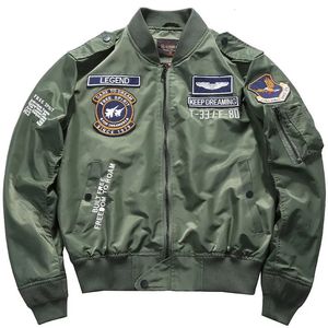 Kurtka bombowca USA mundur baseballowy Air Force One Army Aviation Jumper Workwear Baseball Jersey Hafter Płaszcz Mężczyźni 240106