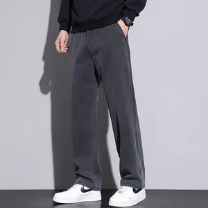 Men's Pants Korean Fashion Baggy Casual Solid Color Straight Loose Wide-leg High Quality Lyocell Fabric Trousers Male