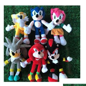 Stuffed Plush Animals 28Cm New Arrival Sonic The Hedgehog Tails Knuckles Ecna P Toys Halloween Gift Drop Delivery Gifts Dh1Dl