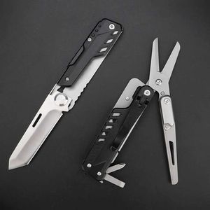 Kniv 440A Multi-Tool Folding Knife Scissors Self Defense Survival Gear Camping Equipment EDC Handverktyg Skruvmejseljakt Kniv