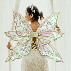 Princesa elfo fada asas borboleta para crianças feliz aniversário decorações de festa traje asas de anjo menina desempenho adereços