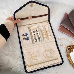 Jewelry Pouches 1-2PCS Travel Portable Organizer Roll For Earrings Rings Necklaces Brooches Case Storage Bag Accessories Pouch