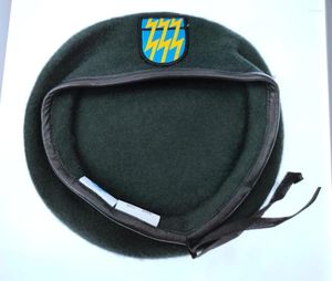 Boinas Recriação do Exército dos EUA 12º Grupo de Forças Especiais Lã Boina Verde Escura Chapéu Militar 1961-1994