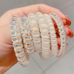 Hair Accessories 5Pcs/Set White Color Band Elastic Small Telephone Wire Rings Rope Frosted Spiral Cord Hairband Ponytail Holder