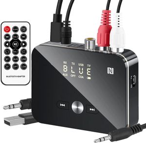 Högtalare Bluetooth 5.0 Sändarmottagare Audio Adapter PC Speakek HiFi 3,5mm AUX RCA Optical för TV/bil/hemhögtalare Inbyggd batteri