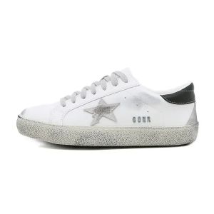 Star White Shoes Donna Uomo Casual Paillettes in pelle Flat Lace Up Moda Coppia Big Size Retro Old Sneakers Ladies Spedizione gratuita