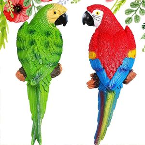 Parrot Decor Outdoor Tiki Bar Large Realistic Statue Garden Yard Lawn Tree Wall Hanging Sculpture Decoration 240108