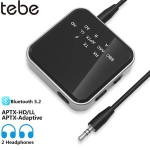 Connectors Tebe Aptxll/HD Low Latency Bluetooth 5.2 Ljudmottagare Sändare Adapter Handsfree 3,5mm Aux Wireless Stereo Music Adapter