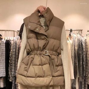 Damen Trenchcoats Stehkragen Einreihige Weste Pufferjacke Herbst Winter Lose Grunge High Street Kordelzug Schlanke Taille Vintage