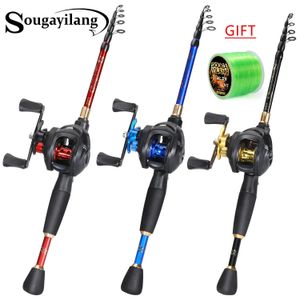 Canna da pesca Sougayilang Combo 1.8-2.4M Canna da pesca con esca e 7.2 1 Rapporto di trasmissione ad alta velocità Bobina di baitcasting Attrezzatura da pesca Pesca 240108