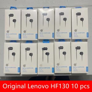 Earphones Lenovo 10PCS HF130 Wired Headphone 3.5mm Headset Music Earphone With Microphone Noise Cancelling Earbuds InEar Ear Buds