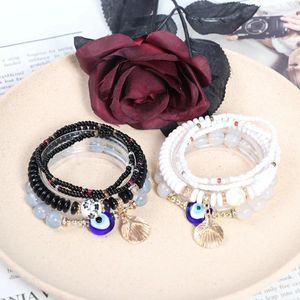 Charm-Armbänder für Damen, handgefertigt, bezaubernde Muschel-Freundschaftsperle, türkisches Dämonenauge-Armband, böhmische Handkette, glückliche Frauen, mehrschichtig