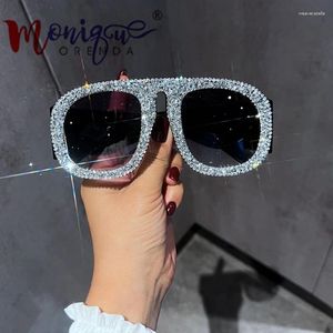 Sunglasses Vintage Women Sunglass 2024 In Oversized Rhinestone Bling Shades Sun Glasses Design UV400 Eyewear For Party