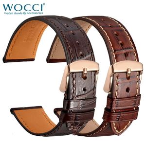 Wocci Watch Accessories Branslet Branslet Belt Soft Alligator wytłaczany skórzany pasek z opaską 18 19 20 21 22 mm pasma obserwacyjne 240106