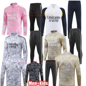 BELLINGHAM Dragon Soccer Tracksuits 23 24 CAMAVINGA VINI JR Men Kids Madrids Pink Football Training Sets Soccer Survetement foot maillot de Football Jogging Set