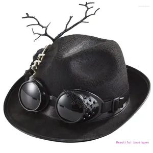 Berretti Steampunk Cappello a cilindro Halloween Gay Black Men Costume Accessorio Carnevale Nightclub DropShip