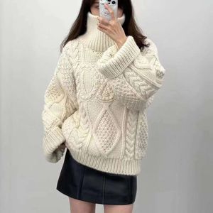 Celinnes Sweater Designer Fashion Women's Small Crowd Autumn And Winter New Embroidery Fried Dough Twists High Collar Pullover Lazy Wind Soft Waxy Wool Women