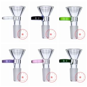 Neueste Bunte Glas Rauchen Tragbare Runde Kuchen Griff Stil Austauschbare 14 MM 18 MM Männliche Gelenk Schnittstelle Bong Wasserpfeife Bubbler Handpfeife Kräuter Tabak Schüssel DHL