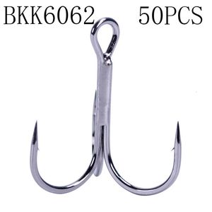 50st/Lot BKK Treble Hook Black 1# -12# Anti-rost Super Sharp Triple Anchor Hooks Sea Trolling Fishing Saltwater Lure Fish Pesca 240108