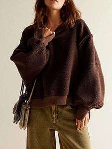 Женские толстовки Gloomia Fuzzy Sweatshirt для женщин с длинным рукавом и круглым вырезом, флисовый пуловер, топ, осень-зима, повседневный