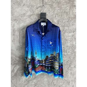 Casablanca Urban Lazy Silk Shirts Свободные облегающие топы Повседневная дизайнерская мужская пляжная рубашка на пуговицах