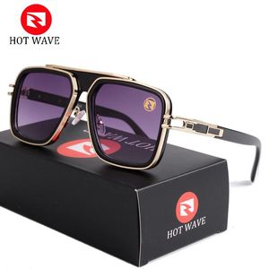 Solglasögon Hot Wave Blue Mirror Solglasögon Män UV Ray Lense Eyewear Vintage Fashion Square Men's Sun Glasses 95885