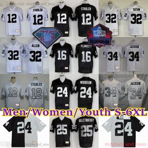 Niestandardowy s-6xl Football Football 12 Ken Stabler Jersey 1963-1999 zszyty 37 Lester Hayes 24 Willie Brown 16 Jim Plunkett 63 Gene Upshaw 78 Art Shell Jerseys