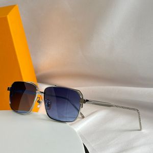 Metal Kare Güneş Gözlüğü Gümüş Metal Mavi Gradyan Erkekler Sunnies Gafas de Sol Tasarımcı Güneş Gözlüğü Tonları Occhiali Da Sole UV400 Koruma Gözlük
