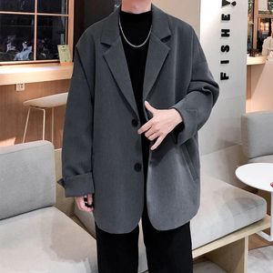 Britishstyle Blazers Men Leisure Trendy Loose Suit Jackets Male Retro Daily Ins Streetwear Allmatch Simple Korean Suittops 240108