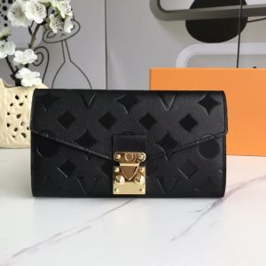 Fashion designer wallets luxury purses womens envelope wallet high-quality embossed flower letter credit card holder money clutch bags