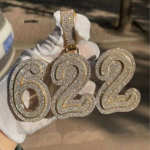 Designer smycken Hot Selling Hip Hop S925 VVS Moissanite Number Pendant Women Men Arabiska siffror Pass Pass Diamond Tester