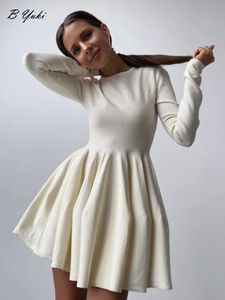 Blussyuki Elegant Solid Knit Dress Women Autumn Winter Casual Lengeve Lengeve Aline Dresses Memale Korean Sexy Mini 240108