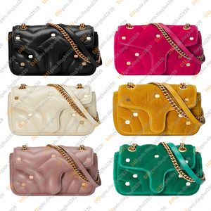 Ladies Fashion Casual Designe Luxury Velvet Leather Chain Bag Crossbody Shoulder Bag Totes Handbag Messenger Bag TOP Mirror Quality 443497 446744 Pouch Purse 2 Size