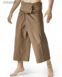 Calças masculinas Novo verão diário tailandês pescador calças de linho masculino feminino solto yoga pirata harem calças baggy hosen homewear calças de secagem rápida yq240108