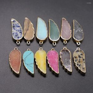 Pendant Necklaces Natural Quality Stone Angel Wing Pendants Healing Crystal Craft Gift Reiki Gemstone Fashion Jewelry Making Accessorie