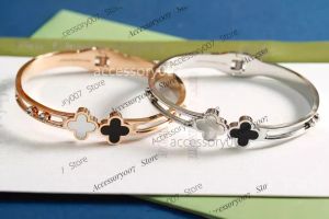 Designer de jóias pulseira vintage pulseira van clee marca designer cobre duplo preto e branco quatro folhas trevo aberto pulseira para mulher
