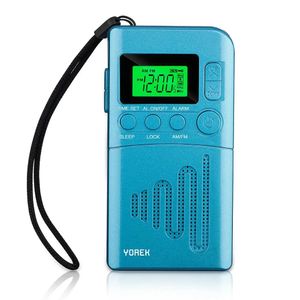 Radio Yorek Portable Pocket Am Fm Radio, Sleep Timer Function, Alarm Clock, Preset, Lcd Backlight, Earphone Included
